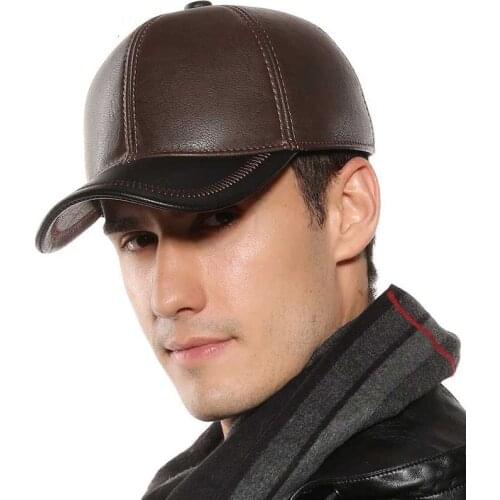 Fibonacci Winter Caps For Men Baseball Cap Adult Snapback Hat Patchwork High Qualit Leather Caps Male Hat Gorra Ear protection