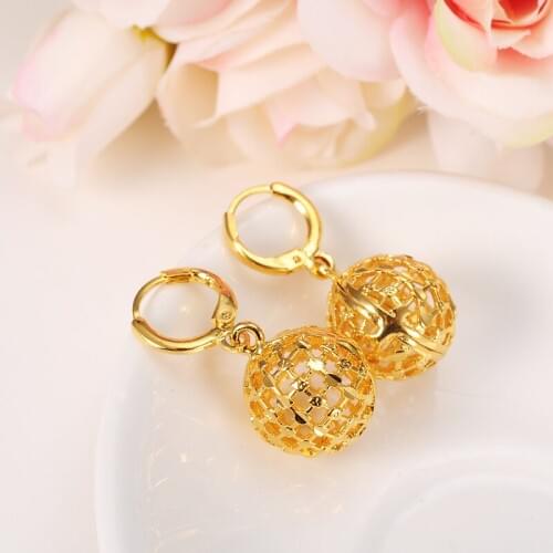 Gold Color Ball drop Earrings for Women Girls kids Jewelry Bead Round Ethiopian Africa Arabia Middle East Bijoux charms Gift