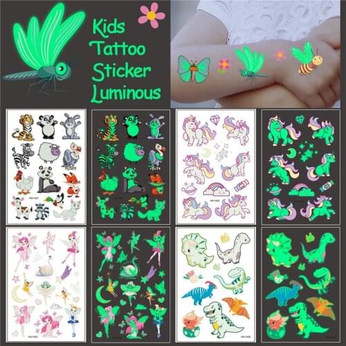 1PC Tattoo Stickers Luminous Child Kid Temporary Fake Tattoos Fun Glowing Paste on Face Arm Leg for Children Body Art Sticker