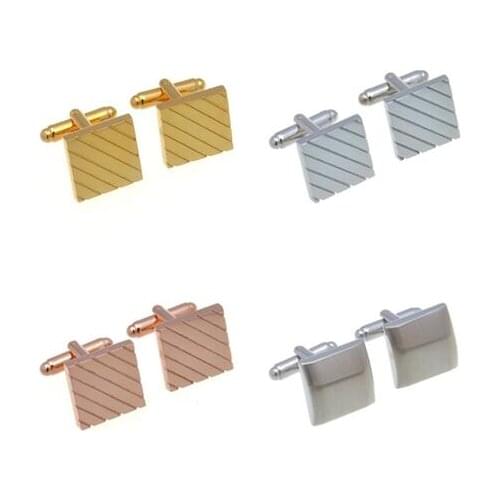 10Pairs/lot Classic Checker Strip Pattern Cufflinks Copper Brush Finish Cuff Links Simple Business Style Mens Jewelry