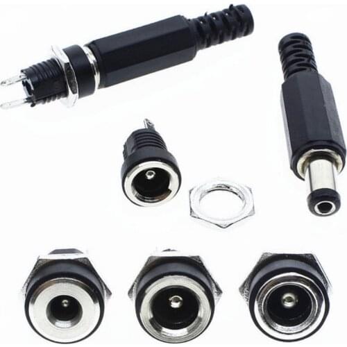 10 Pair Male & Female DC Power Supply Jack Socket Female Panel Mount Connector 5.5x2.1mm/5.5x2.5mm /3.5x1.3mm