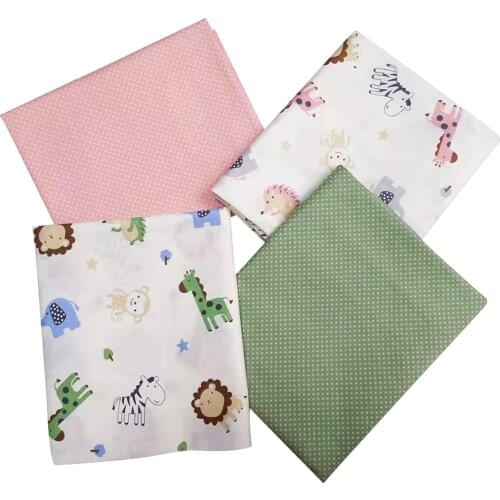 100%Cotton Fabric Patchwork Quilting Skin-friendly Cartoon Baby Dress Skirt Supply Cotton Fabric Cute Monkey Lion Sale By Meter