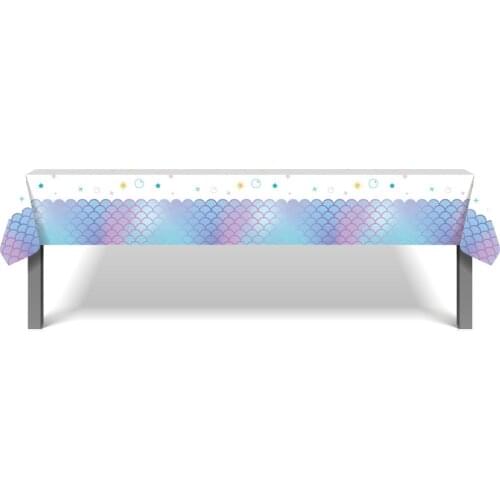 130*220cm Dreamy Mermaid Tablecloth Happy Birthday Party Decoration Baby Shower Party Favor Little Mermaid Disposable Tablecover