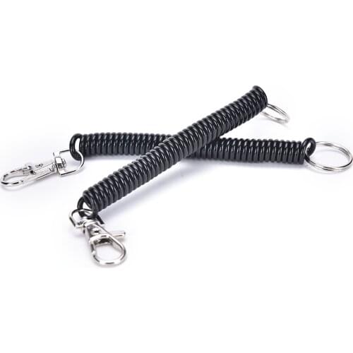2PCs Elastic Anti-lost Spring Rope Key Chains Key Rings Metal Carabiner For Outdoor Camping Phone Spring Keychain