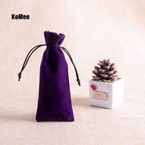 20pcs/lot Purple Velvet Bags 6x15cm Jewelry Pouch Bag Favor Lipstick Jewelry Packaging Bags Cute Wedding Drawstring Gift Bag