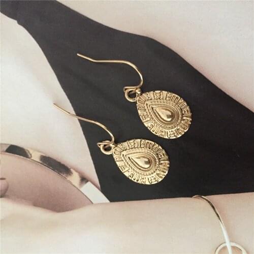 2020 New Trend Light Gold Or Rhodium Color Plating Textured Waterdrop Shape Drop Earrings For Women Girl Charmy Jewelry Bohemia