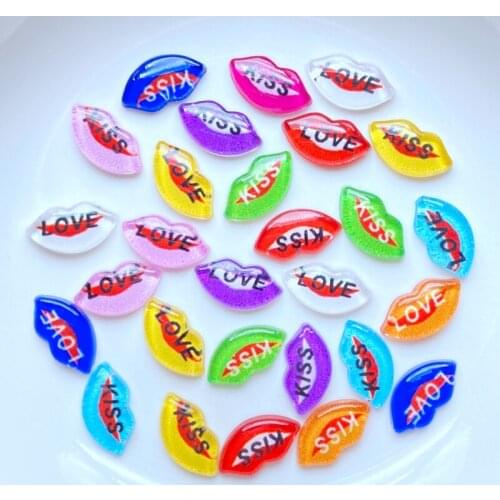 60Pcs Acrylic Cute Mixed Mini Lips Flatback Cabochon Scrapbook Kawaii DIY Embellishments Accessories K77