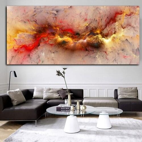 Red Cloud Abstract Painting Wall Art Large Landscape Picture For Living Room Canvas Modern Poster And Print No Frame