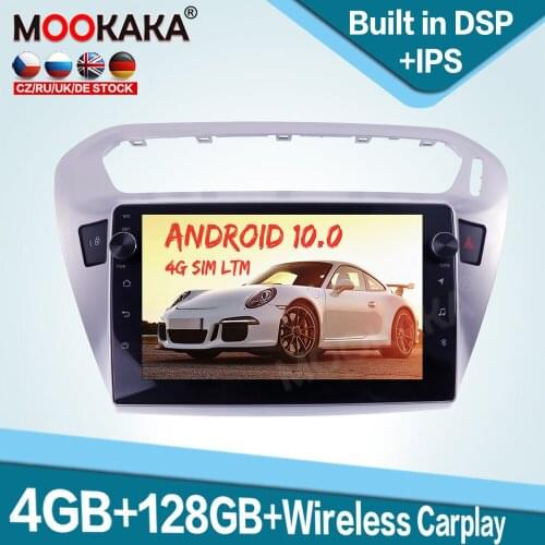 128GB Carplay Android 10.0 Car Multimedia Player for Peugeot 301 2008-2014 Auto Radio GPS Navigation Audio Stereo Head Unit