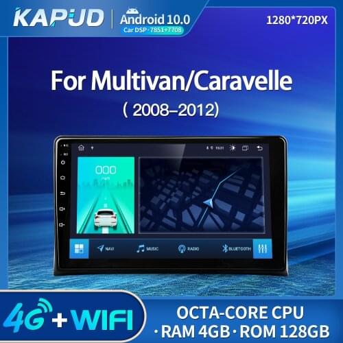 Kapud Android 10.0 Car Multimedia Player For Vw Multivan 2008-2012 Radio 9" Stereo BT GPS Wifi Octa-Core DSP Navigation