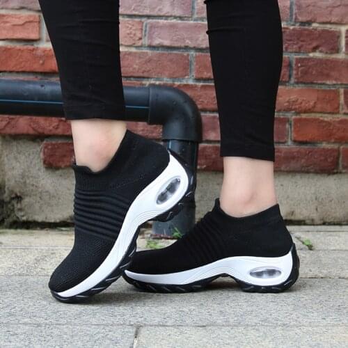 Large Size Summer Sneakers Sock Woman Sport Shoes Women Running Shoes Woman Platform Sports Shoes Black Knit Basket Femmes A-497