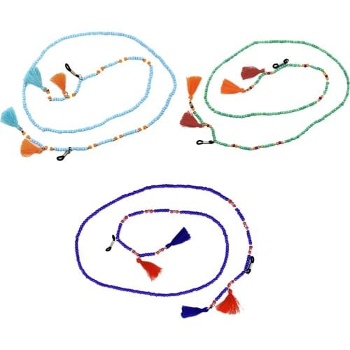 1 Piece Women Sunglasses Reading Bead Eyeglasses Chain Woman Neck Strap Rope Holder Tassel Boho Cord Necklace