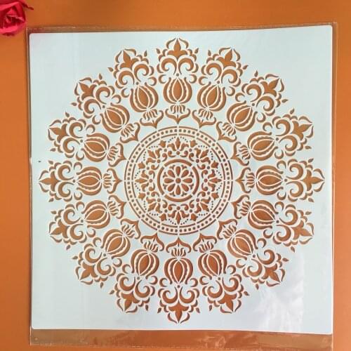 30 *30 cm craft mandala mold for painting DIY stencils stamped photo album embossed paper card on wood, fabric,wall,Floor, big