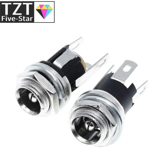 10PCS DC-025m power socket DC-021/025 5.5-2.1MM 5.5 * 2.1 DC socket with nut DC-021M