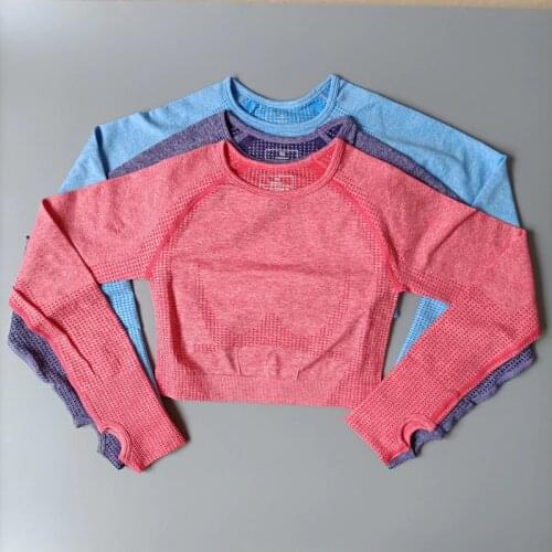 Personality Cotton Crop Top Sports Yoga Shirts women Long Sleeves Gym Workout T-shirts Fitness Sports Wear For Women Gym Tops