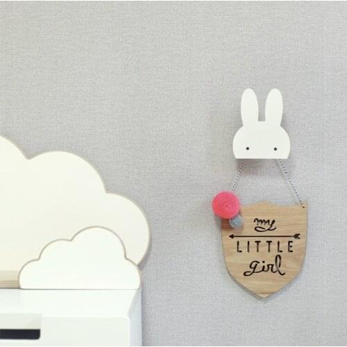 Ins wooden rabbit cloud kawaii childrens room childrens clothing shop hook decorative wall decoration stickers Nordic style