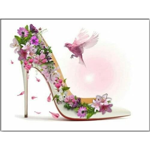 Full Square Round 5D Diy Diamond Painting Rhinestone Mosaic High Heel Flower And Hummingbird Embroidery Cross Stitch KitsZP-3976