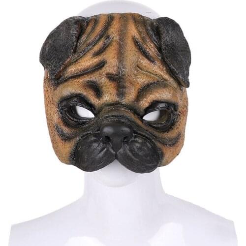 Halloween Carnival Party Masquerade Props PU Foam Half Face Animal Creative Cosplay Props Children Adult Cute and Funny Pug Mask