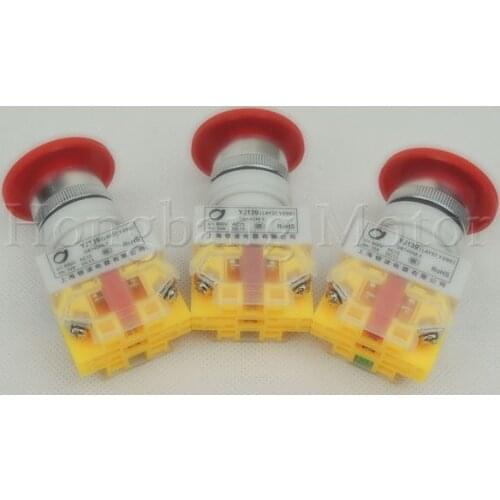 3 PCS emergency stop push button switch HB contact push locked turn reset 1 NC Port 1 NO port