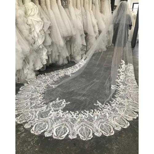 Best Selling Chapel Length Bridal Veils with Appliques In Stock Long Wedding Veils 2020 Vestido De Noiva Longo Wedding Veil