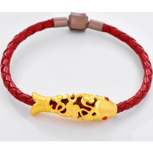 New Arrival Pure 24K Yellow Gold Bracelet 999 Gold Hollow Fish Bracelet 3.19g