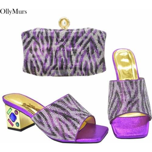 Summer New Arrival African Fashion High Heels Shoes And Bag Set Latest Design Rhinestone Shoes And Bag Set For Party