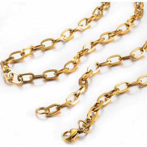 Hot Sale Stainless Steel Gold Figaro Chain 3.0mm-9.2mm Men And Women Models High Quality Fashion Customizable Jewelry