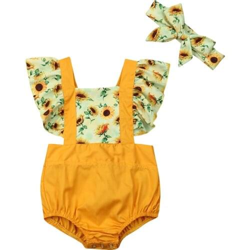 Baby Clothes Newborn Infant Baby Girl Outfit Sleeveless Bodysuit Jumpsuit Headband Clothes Set