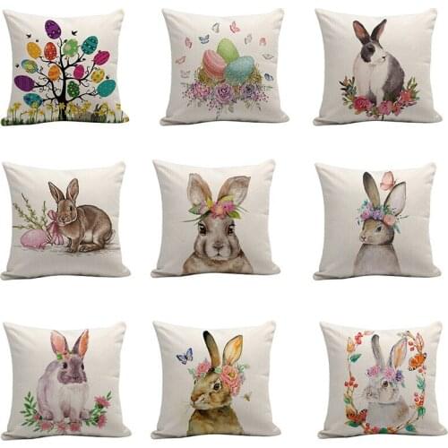 Easter Egg Rabbit Pattern Pillow Pillowcase Printed Cotton Pillowcase New