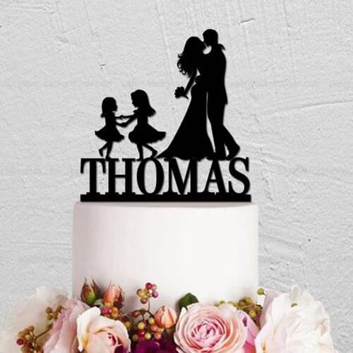 Personalized Wedding Cake Topper,Custom Bride and groom Cake Topper,Couple with wedding party ,Two Girls wedding Cake Topper