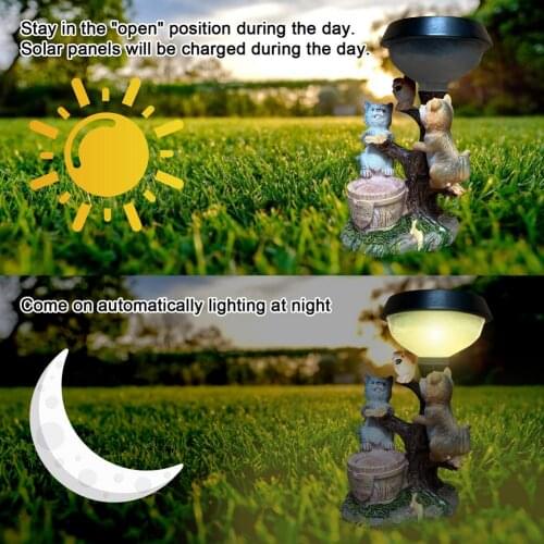 1PCS Solar Powered Garden LED Lights Puppy Cat Animal Lawn Ornament Waterproof Lamp Christmas Lights Outdoor Garden Decoration