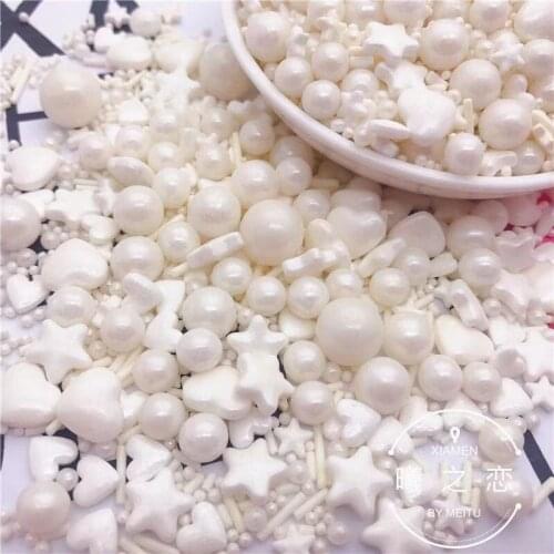 Edible White Pearlescent Sugar Beads Mixes Cake Decoration Fondant DIY Pearl Ball Cake Sprinkles Free Shipping