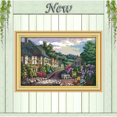 The Mediterranean Courtyard garden home Scenery,printed on canvas DMC 14CT 11CT DIY Cross Stitch Embroidery kits Needlework Sets