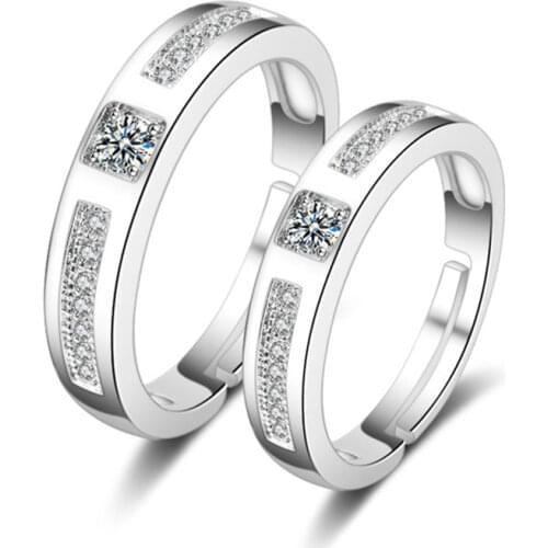 925 Sterling Silver CZ Zircon Couple Wedding Rings Trendy Silver Engagement Ring For Romantic Anniversary Lover Jewelry S-R245