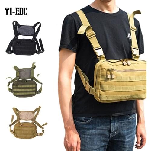Tactical Chest Pouch Adjustable Shoulder Pack，Walkie Talkie Harness Radio Holster Holder for Men Women，Men Women Running Hiking