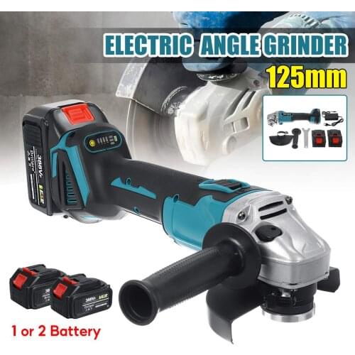 Drillpro 125MM Brushless Electric Angle Grinder 4 Speed Cutting Machine Power Tool +Lithium-Ion Battery For Makita 18V Battery