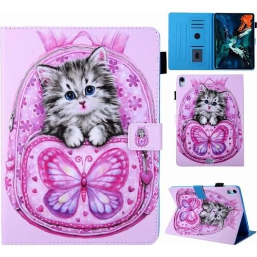 Smart Sleep/Wake Up Skin for Ipad Pro 11 Case 2018 Lovely Cartoon PU Leather Tablet Shell Wallet Clip Flip Stand Cover Funda+Pen