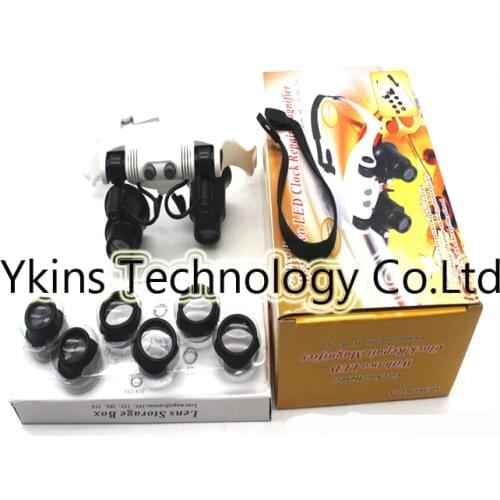 Headband magnifying glasses 2pcs Led Binocular Magnifier 10x 15x 20x 25x FOR Jewelry/ Watch Clock/ PCB repair Repair