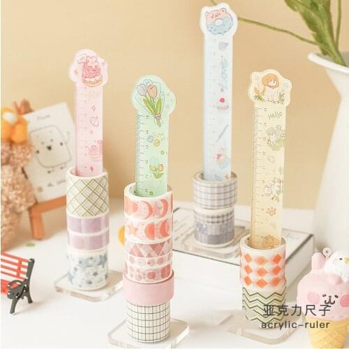 Vintage Flower Cake Animal Acrylic Washi Tape Racks For Scrapbooking Display Stand Desktop Storage Rack Organizer Ruler