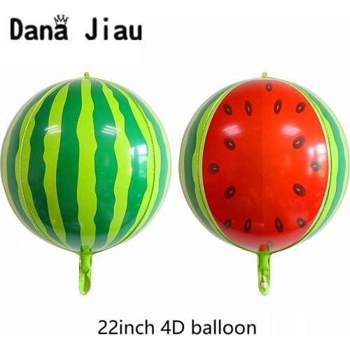 High quality summer watermelon 4D air foil balloon fruit cake birthday party decoration ball kindergarten event kids toy