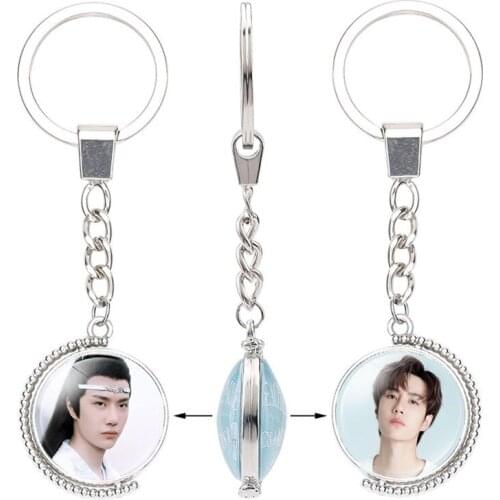 Wei WuXian Lan WangJi CHEN QING LING Glass Gem Double-sided Rotatable Keychain THE UNTAMED Xiao Zhan Wang Yibo Fans Collection