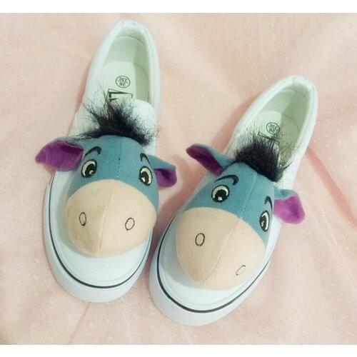 HAHAFLOWER Plus size 35-44 2019 Spring Autumn Womens Sneakers Cute Cartoon Casual Shoes Canvas Platform Sneakers White Balck