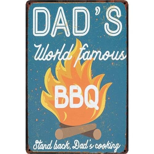 Tin Signs Dads BBQ Metal Sign for Bedroom Cafe Home Bar Pub Coffee Beer Kitchen Bathroom Funny Wall Decor