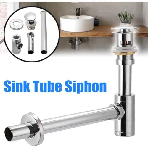 Basin Bottle Trap Brass Chrome Bathroom Sink Siphon with Pop Up Drains Silver Color Deodorant Wash Sink Waste Water Pipe