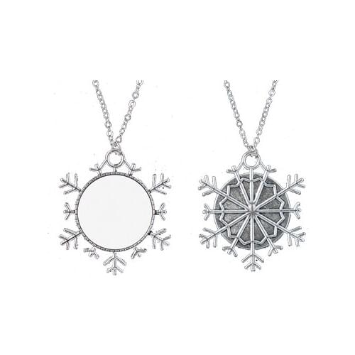 10pcs/lot Wholesale Fashion diy OEM Sublimation Snowflake Necklace Pendant Choker Necklace Bijoux Jewelry Accessories