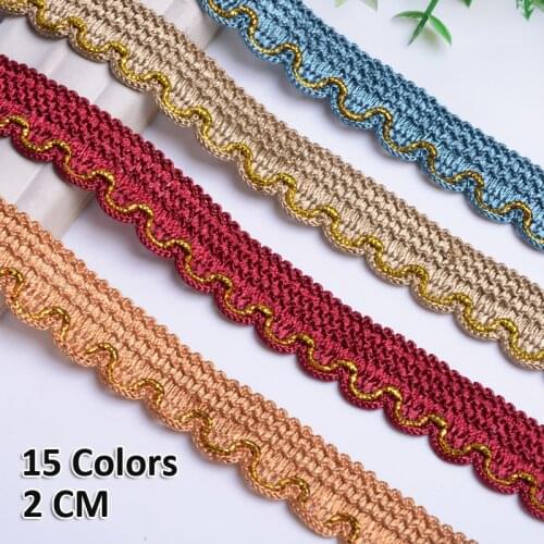 12Yards/Lot 2cm Wide Curtain Lace Trim Lamp Sofa Edge Decor Tapestry Braided Curve Ribbon Accessories DIY Sewing