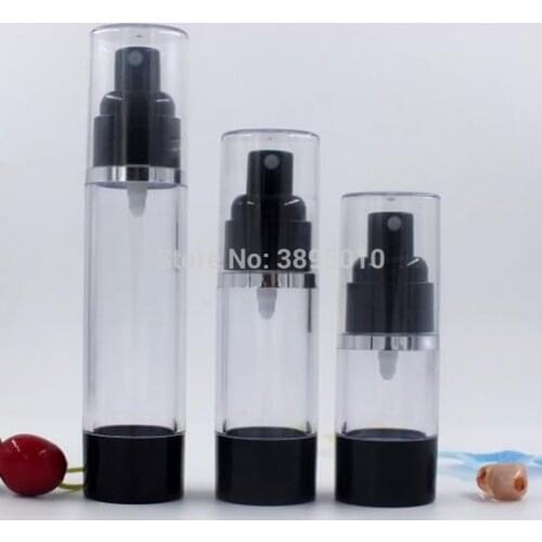 15ml 30ml 50ml airless lotion pump bottle with plastic white pump Cosmetic Packaging Vacuum Containers F489
