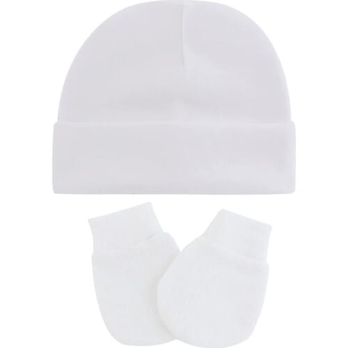 2021 New Baby Infants Anti Scratching Cotton Gloves+Hat Set Newborn Mittens Warm Cap Kit