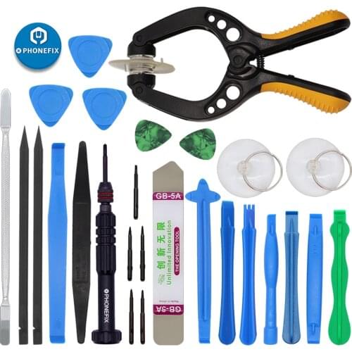 22 in 1 Mobile Phone Repair Tools Kit Opening Screwdriver Set Plier Suction Cup Pry Repair Kit for iPhone Cell Phone Hand Tools