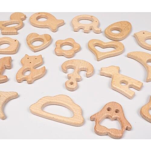 5Pcs Various Animal Beech Wood Products DIY Grinding Bar Accessories Baby Creative Pacifier Chain